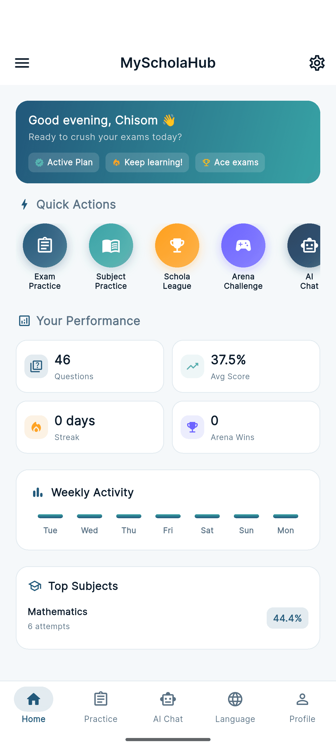 MyScholaHub Home Screen